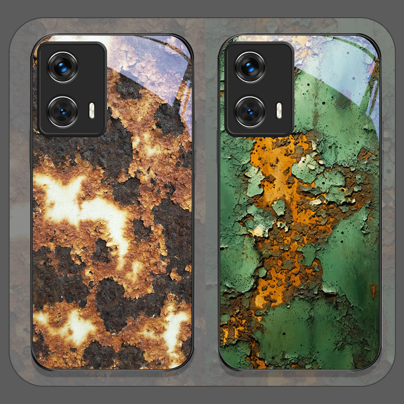 Phone Cases Metal - Creatieve Roestige Metalen Oppervlak Patroon Gehard