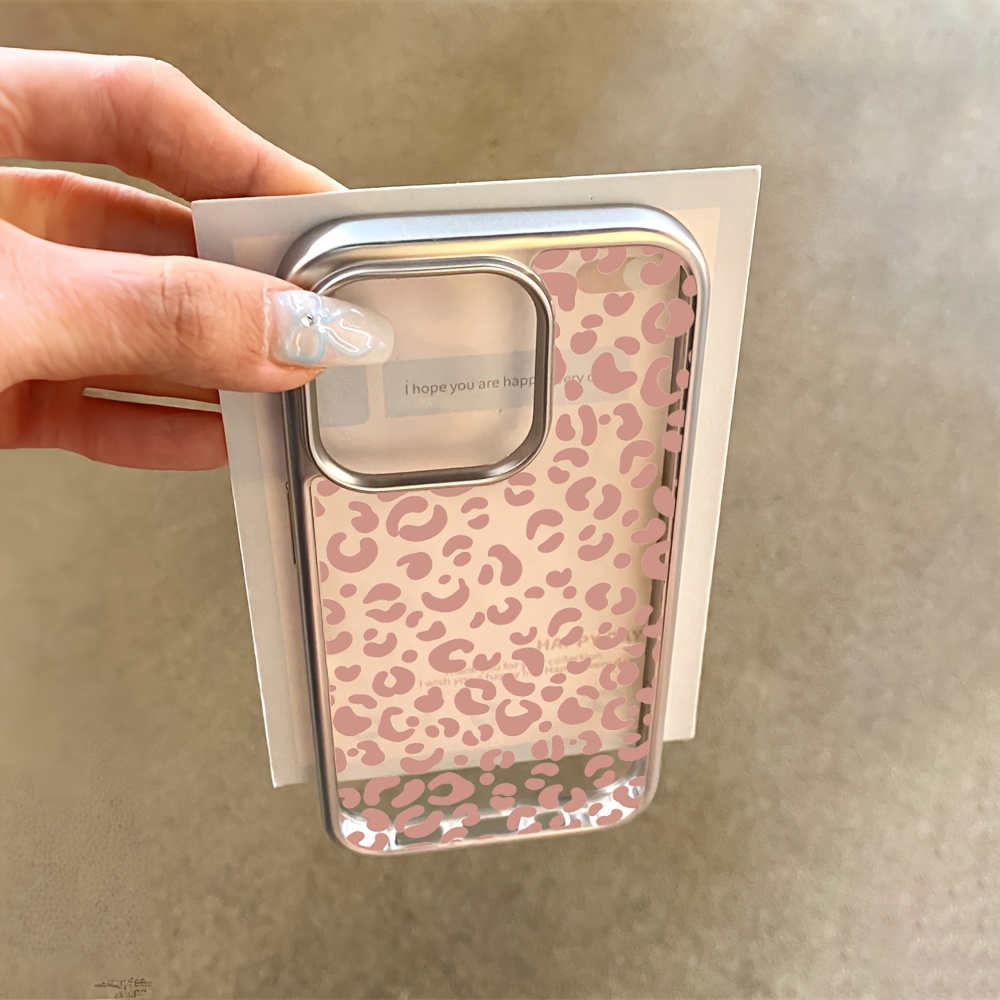Phone Cases Clear - Roze luipaardprint elektrolytisch geplateerde transparante telefoonhoes