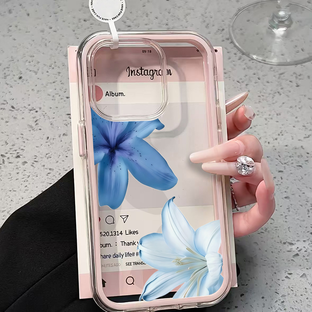 Phone Cases Durable - Blauwe Lelie Bloem Transparante Telefoonhoesje voor