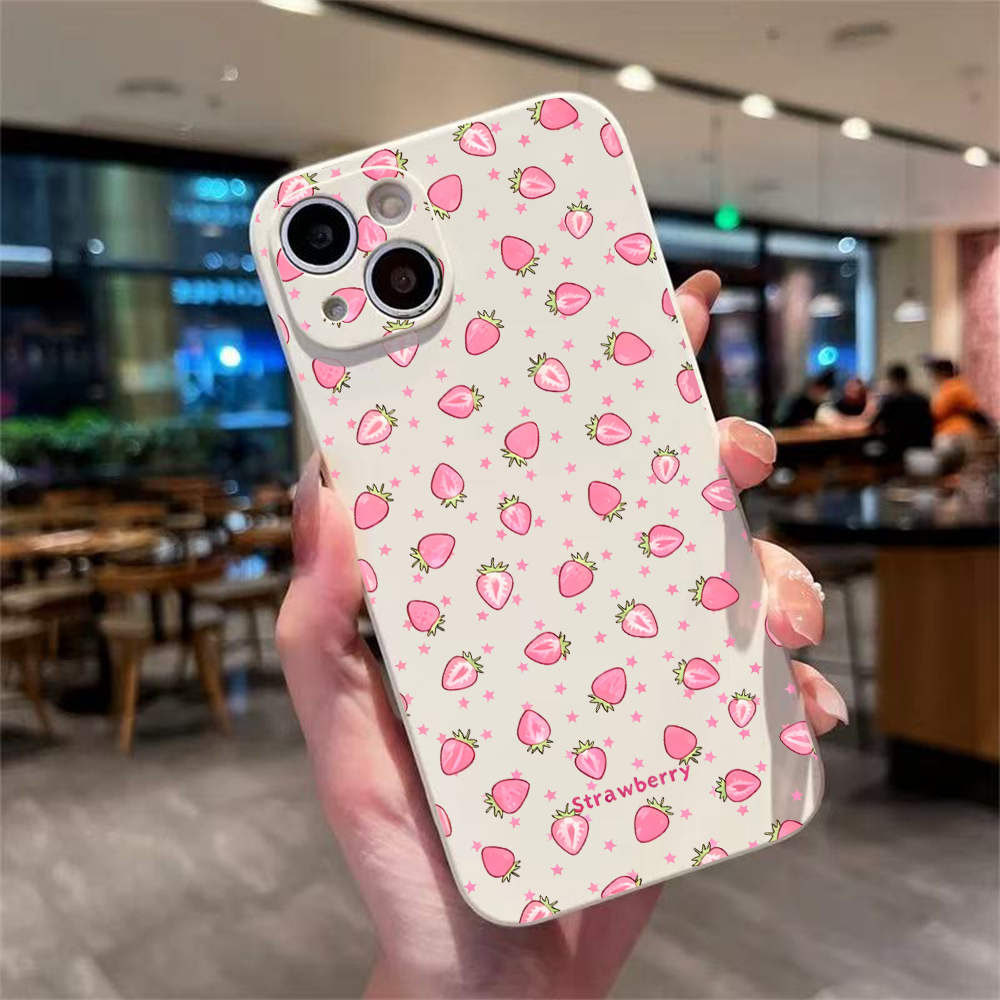Phone Cases Silicone - Schattige aardbei-geschilderde zachte siliconen telefoonhoes voor
