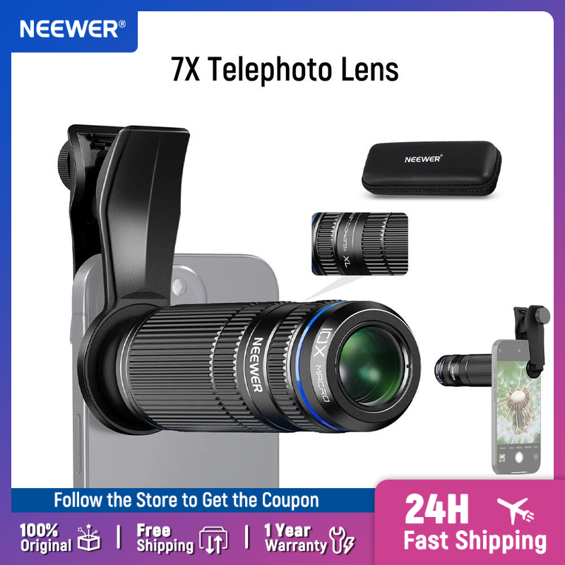 Phone Cases Websites - NEEWER 7X telelens met telefooncameralensclip, afneembare