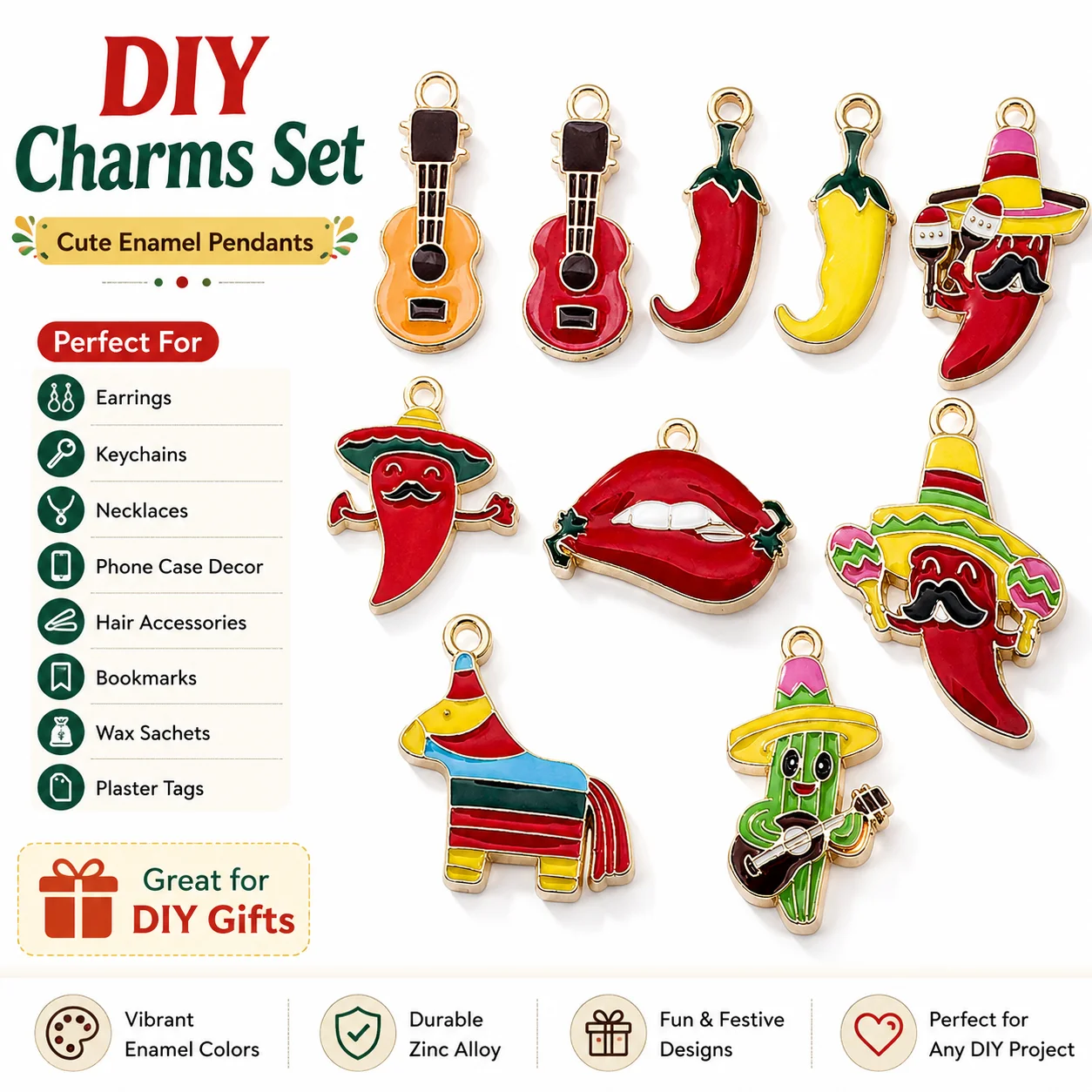 Phone Cases Metal - 10 stuks Mexicaanse Fiesta Emaille Charms