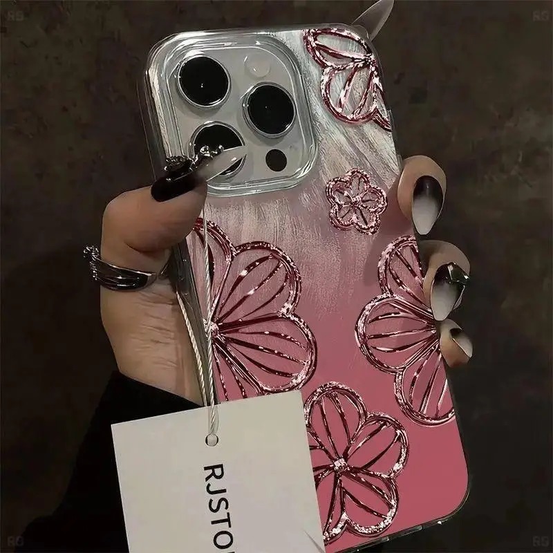 Phone Cases You Can Design - Modieus gradiëntglas bloem hoogwaardig verengaren telefoonhoesje,