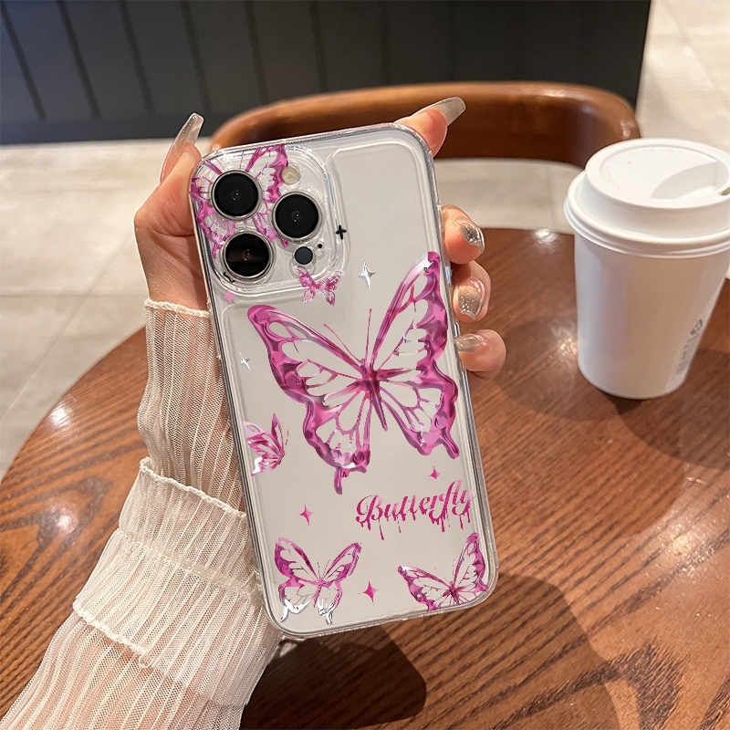 Glitter Shockproof Case - Y2K Glitter Vlinder Telefoonhoesje voor iPhone