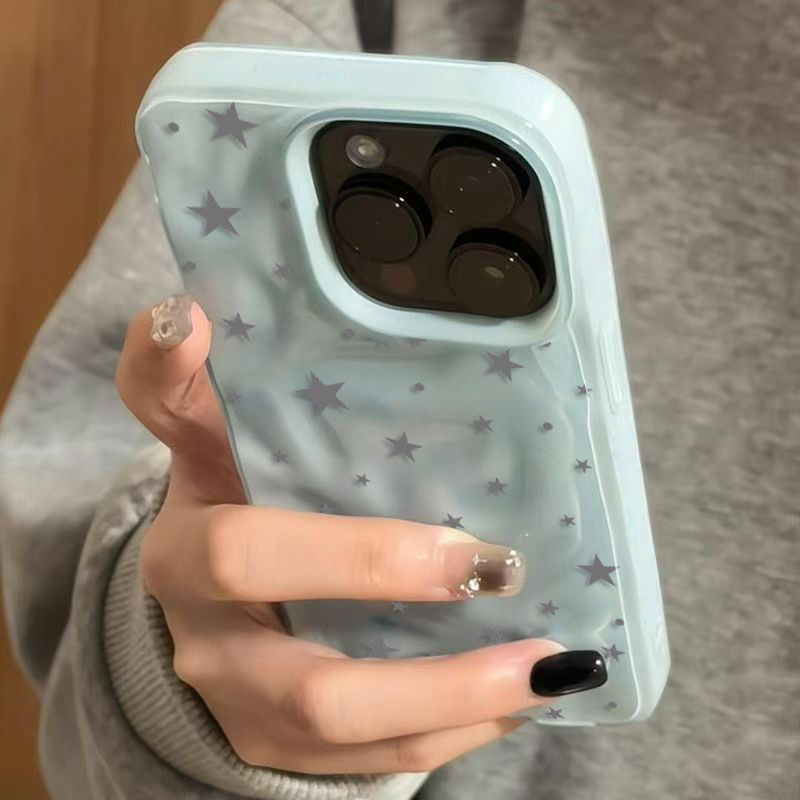 Phone Cases Durable - Minimalistisch grijs-blauw stergolftextuur telefoonhoesje voor iPhone