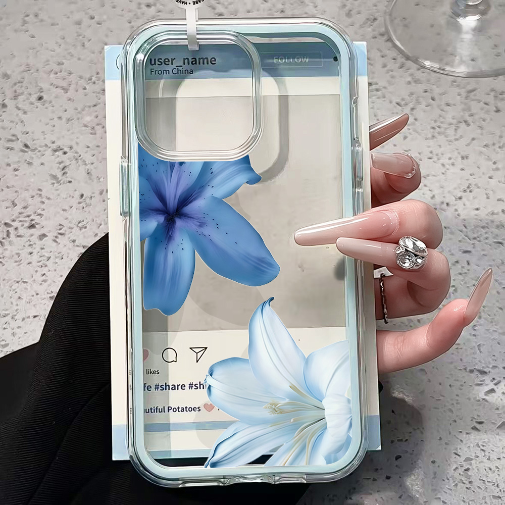Blauwe Lelie Bloem Transparant - Phone Cases Durable recensie en prijs