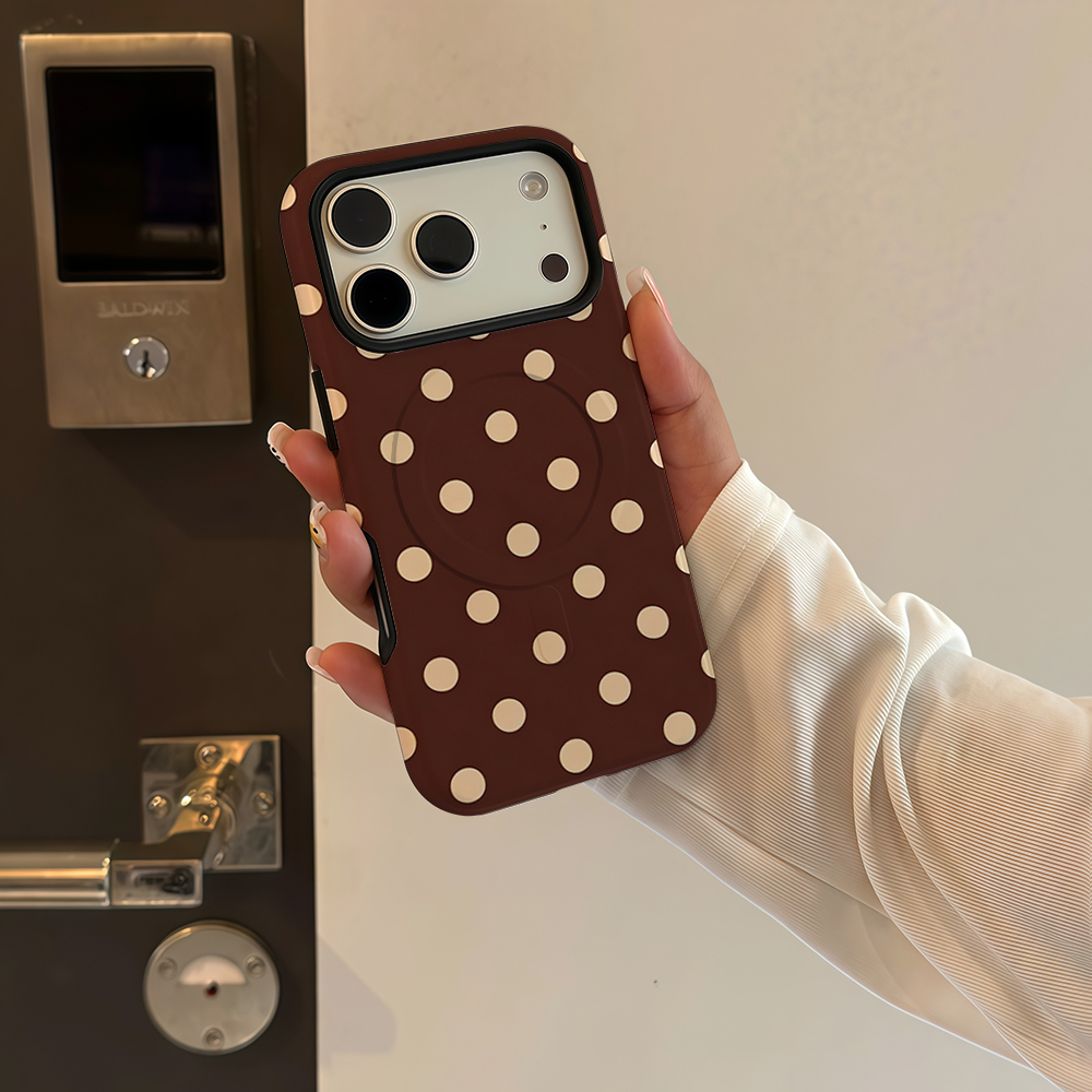 Bruin beige polkadot telefoonh - Phone Cases Magnetic recensie en prijs