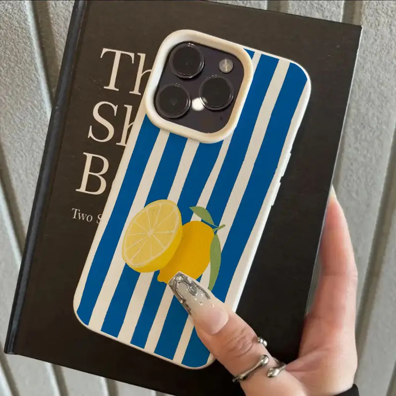 Geel citroenblauw streeppatroo - Phone Cases Yellow recensie en prijs