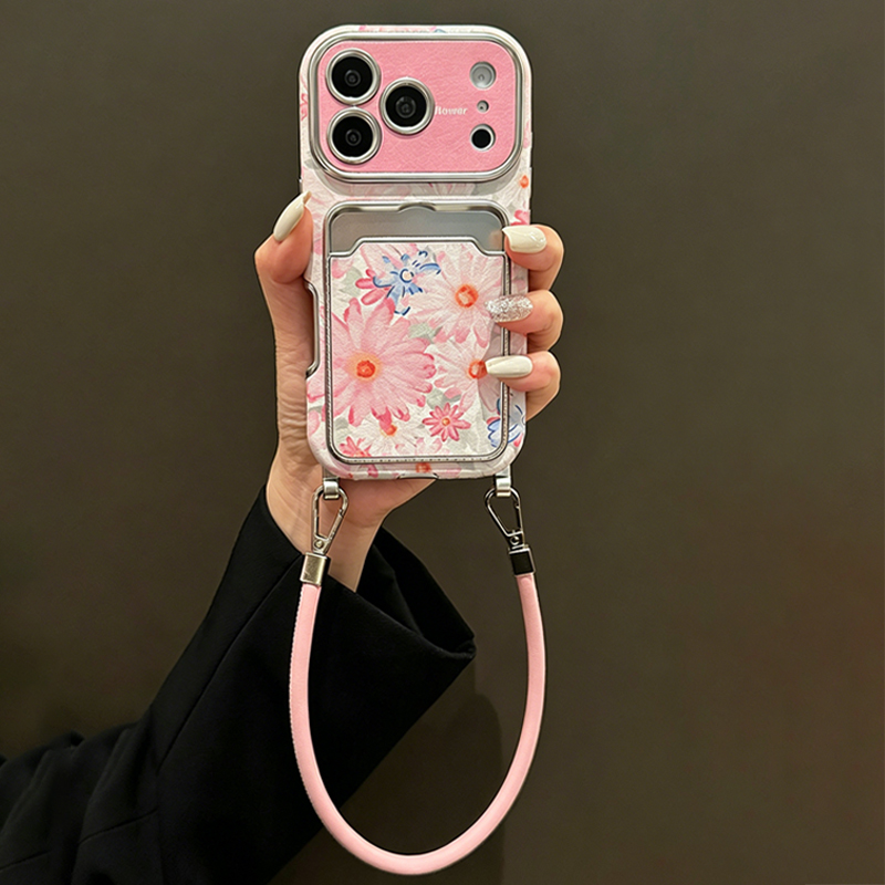 Roze bloemenprint imitatieleer - Phone Cases With Card Holder recensie en prijs