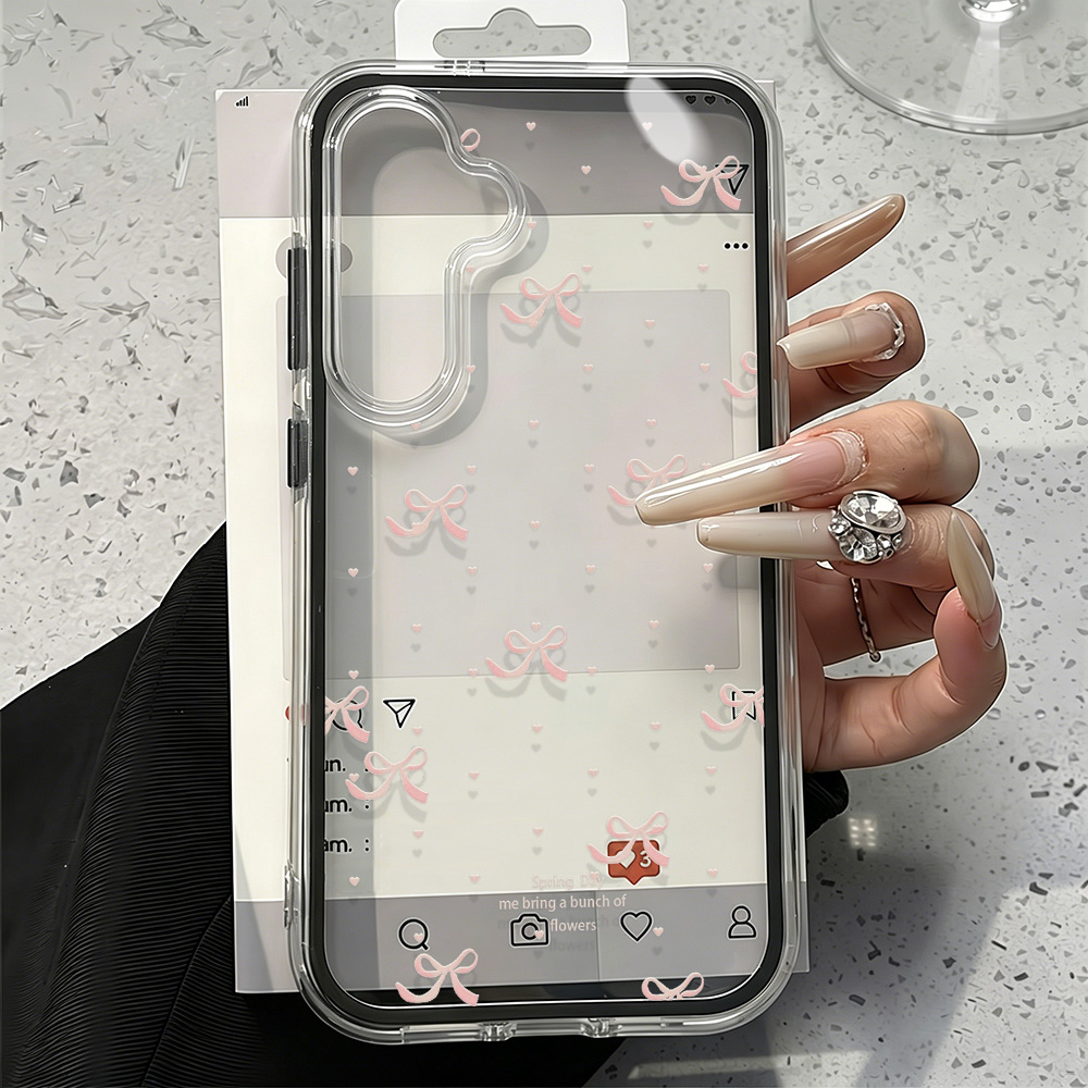 Schattig roze strik zachte tel - Phone Cases Clear recensie en prijs