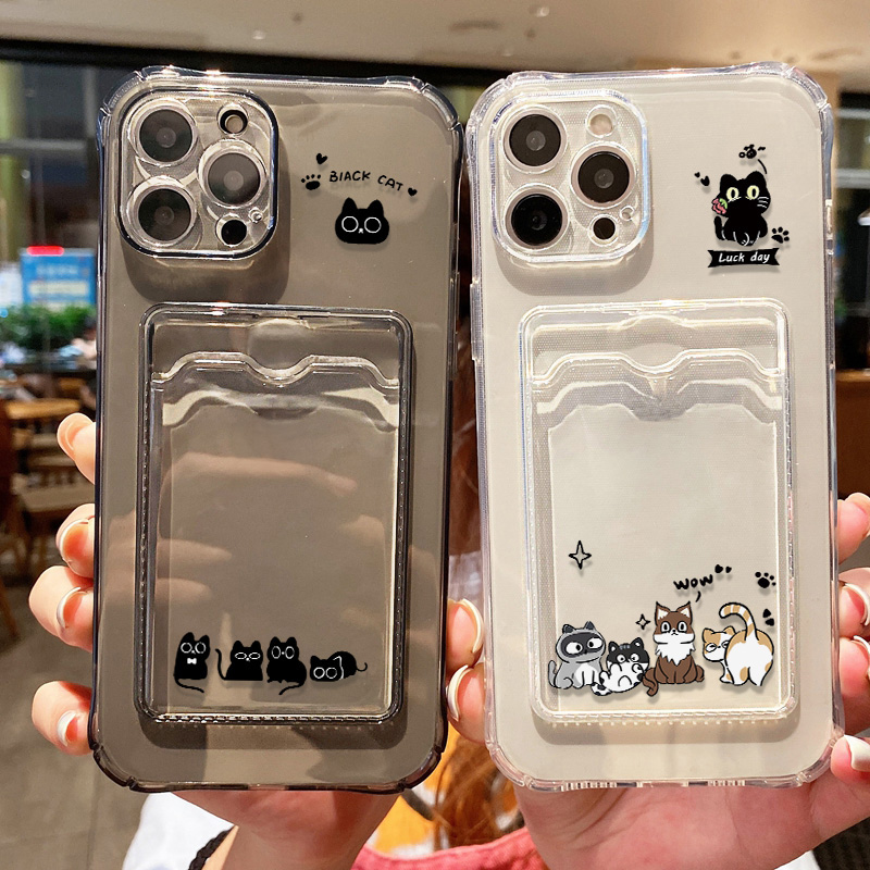 Leuke Zwarte Kat Telefoonhoesj - Phone Cases With Card Holder recensie en prijs